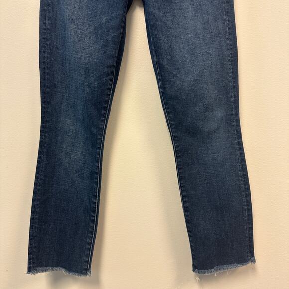 Mother High Waisted Looker Ankle Fray Jeans Moonlust Privateer Dark Wash Casual - Picture 5 of 9